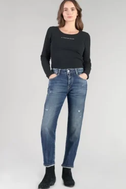 Le Temps des Cerises Bambino 400/17 Mom Taille Haute 7/8Eme Jeans Destroy Bleu N°2 Blue Store