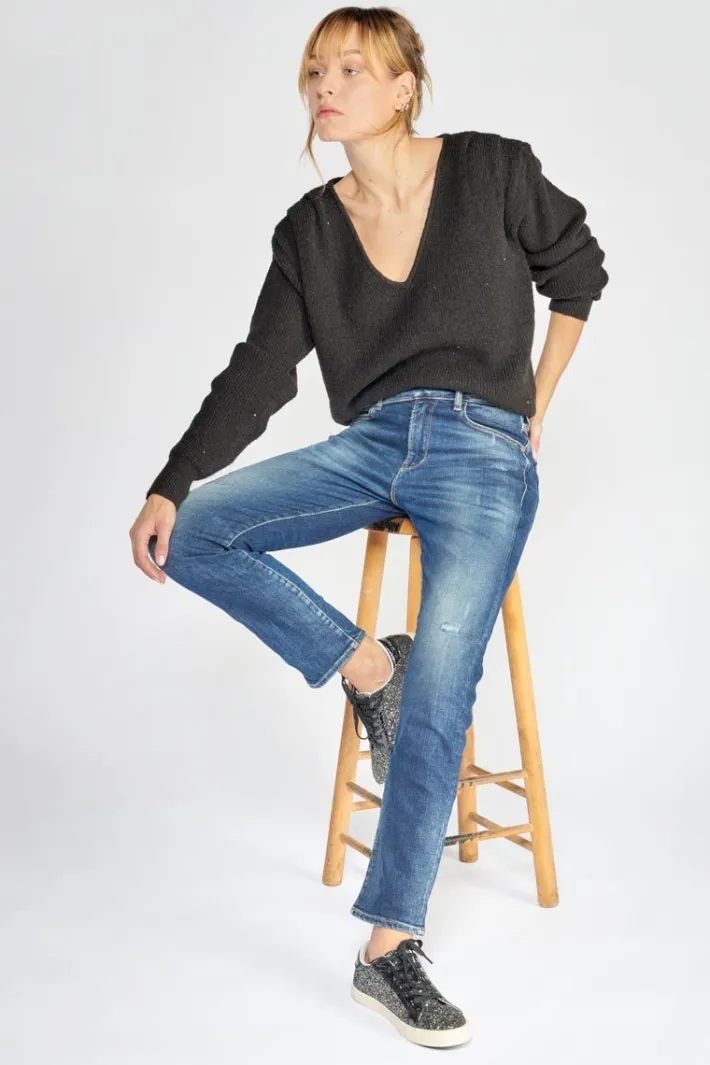 Le Temps des Cerises Basic 400/17 Mom Taille Haute 7/8Eme Jeans Destroy Bleu N°2 Blue Discount