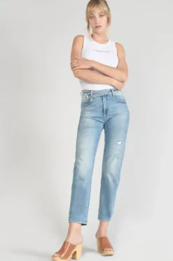 Le Temps des Cerises Basic 400/17 Mom Taille Haute 7/8Eme Jeans Destroy Bleu N°4 Blue Sale
