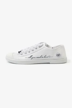 Le Temps des Cerises Baskets Basic Blanches Brodees Love Sale