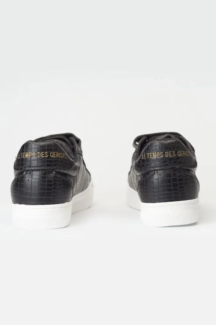 Le Temps des Cerises Baskets Vic Noires Effet Python Black / Gold Discount