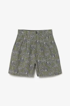 Le Temps des Cerises Bermuda Fost Kaki A Motif Fleuri Lizard Hot