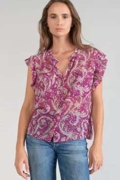 Le Temps des Cerises Blouse Suri Violine A Motif Cachemire Aster Store