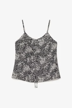 Le Temps des Cerises Caraco Veronic A Motif Fleuri Noir Et Blanc Black Flower Outlet