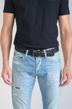 Le Temps des Cerises Ceinture Brazol En Cuir Noir Tresse Black Store
