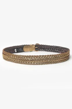 Le Temps des Cerises Ceinture En Cuir Jova Tressee Doree Gold Discount