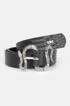 Le Temps des Cerises Ceinture Haouz A Motif Python Noir Black Shop