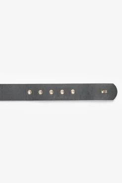 Le Temps des Cerises Ceinture Julia En Cuir Noir Black/Gold Discount