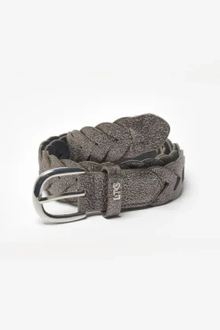 Le Temps des Cerises Ceinture Kebir Argentee Tressee Gunmetal Clearance