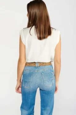 Le Temps des Cerises Ceinture Minog En Daim Marron Cognac Hot