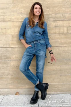 Le Temps des Cerises Charpentier Boyfit By Veronika Loubry Jeans Bleu N°2 Blue New