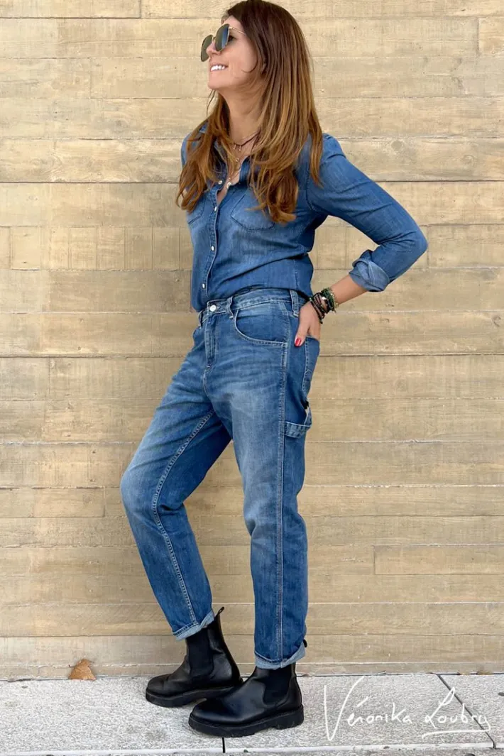 Le Temps des Cerises Charpentier Boyfit By Veronika Loubry Jeans Bleu N°2 Blue New