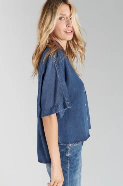 Le Temps des Cerises Chemise Alama En Tencel Bleu Stone Outlet