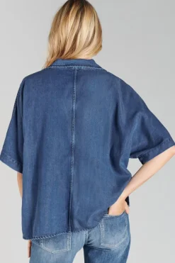 Le Temps des Cerises Chemise Alama En Tencel Bleu Stone Outlet