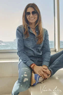Le Temps des Cerises Chemise En Jeans Josy Bleue By Veronika Loubry Blue Hot