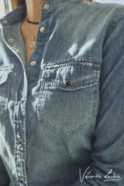 Le Temps des Cerises Chemise En Jeans Josy Bleue By Veronika Loubry Blue Hot