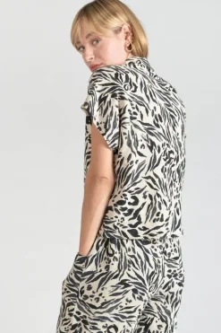 Le Temps des Cerises Chemise En Lin Melange Noor A Motif Animalier Zebra Fashion