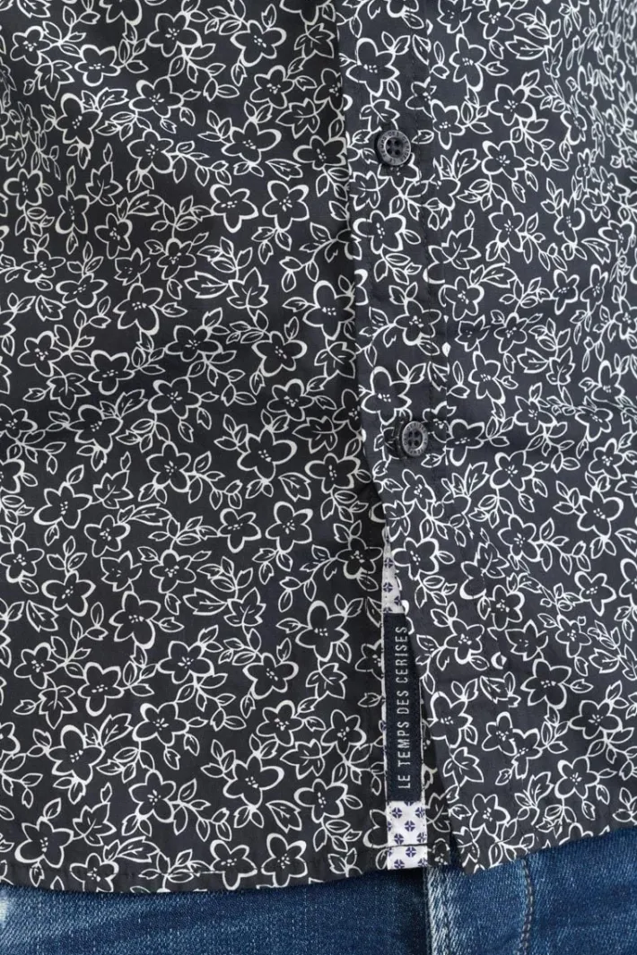 Le Temps des Cerises Chemise Fibor A Motif Fleuri Noir Et Blanc Galaxy Cheap