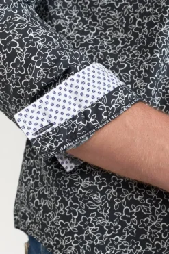 Le Temps des Cerises Chemise Fibor A Motif Fleuri Noir Et Blanc Galaxy Cheap