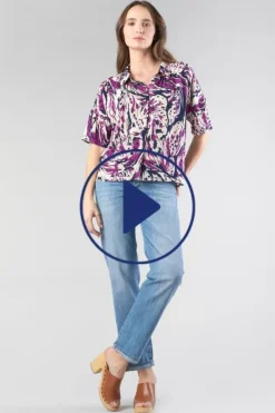 Le Temps des Cerises Chemise Gabryel A Motif Jungle Violine Aster Cheap