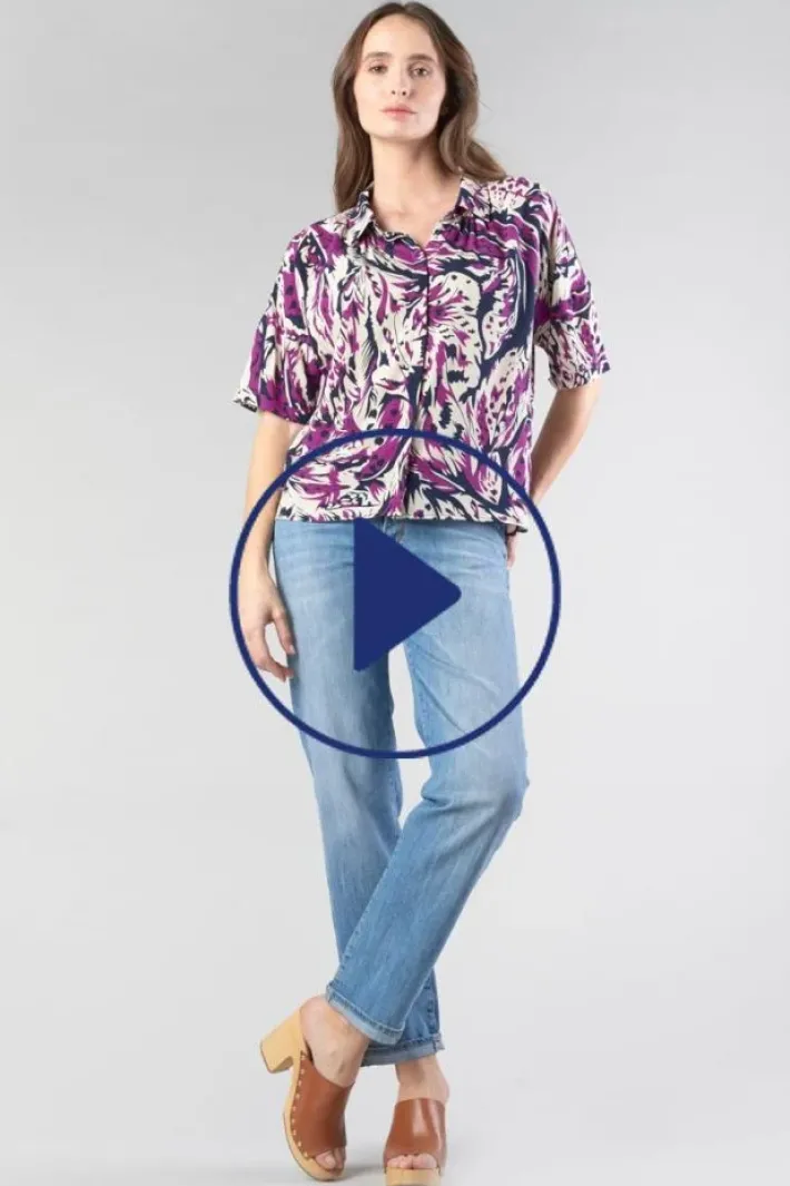 Le Temps des Cerises Chemise Gabryel A Motif Jungle Violine Aster Cheap