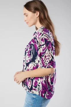 Le Temps des Cerises Chemise Gabryel A Motif Jungle Violine Aster Cheap