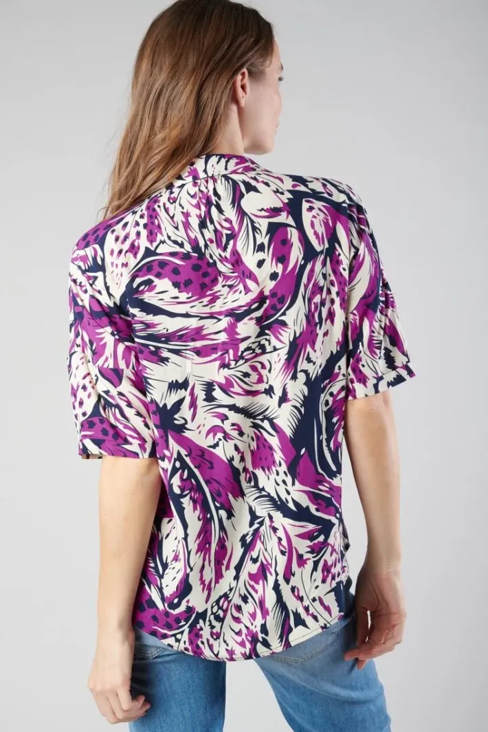 Le Temps des Cerises Chemise Gabryel A Motif Jungle Violine Aster Cheap