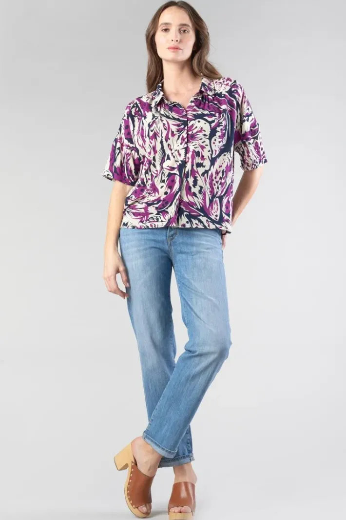 Le Temps des Cerises Chemise Gabryel A Motif Jungle Violine Aster Cheap