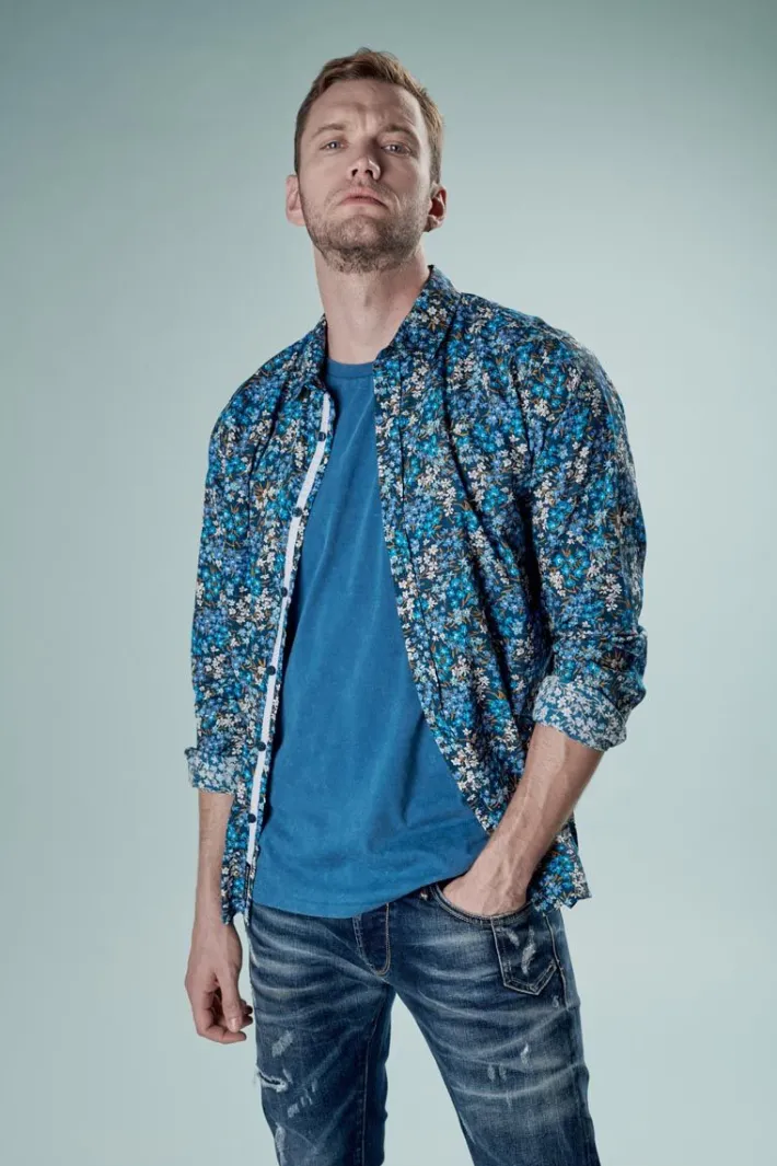 Le Temps des Cerises Chemise Griba A Motif Fleuri Bleu Galaxy Best
