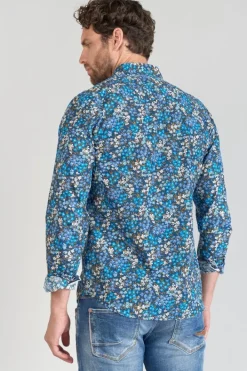 Le Temps des Cerises Chemise Griba A Motif Fleuri Bleu Galaxy Best