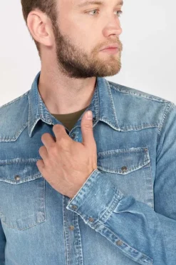 Le Temps des Cerises Chemise Juanito En Jeans Bleu Delave Blue Hot