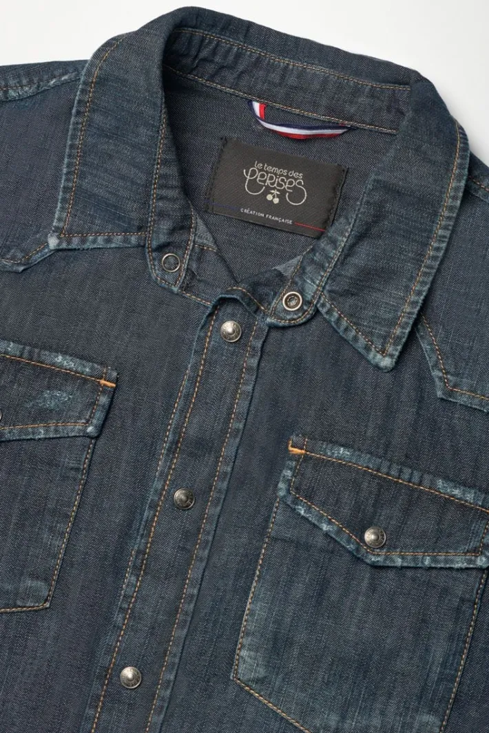 Le Temps des Cerises Chemise Juanito En Jeans Brut Blue Best Sale