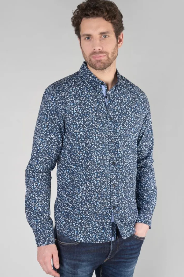 Le Temps des Cerises Chemise Nobel Bleu Marine A Motif Fleuri Galaxy Shop