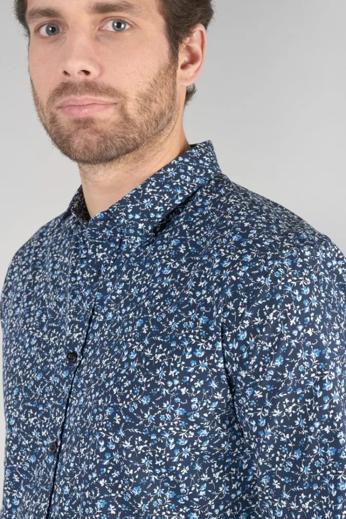 Le Temps des Cerises Chemise Nobel Bleu Marine A Motif Fleuri Galaxy Shop