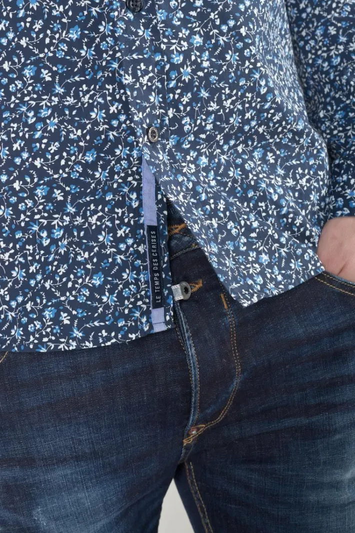 Le Temps des Cerises Chemise Nobel Bleu Marine A Motif Fleuri Galaxy Shop