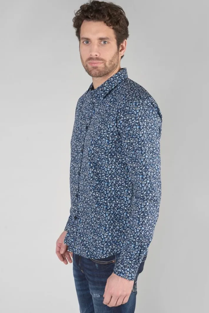 Le Temps des Cerises Chemise Nobel Bleu Marine A Motif Fleuri Galaxy Shop
