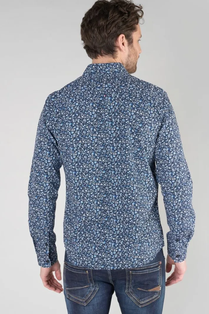 Le Temps des Cerises Chemise Nobel Bleu Marine A Motif Fleuri Galaxy Shop
