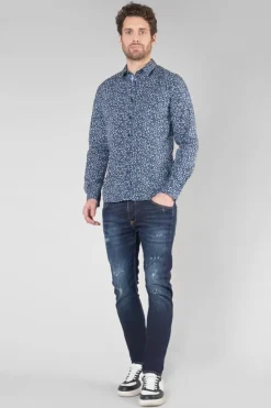 Le Temps des Cerises Chemise Nobel Bleu Marine A Motif Fleuri Galaxy Shop