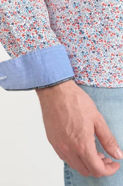 Le Temps des Cerises Chemise Rodel A Motif Fleuri Rouge Et Bleu White Best