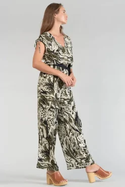 Le Temps des Cerises Combinaison Pantalon Heloise A Motif Jungle Lizard Best Sale