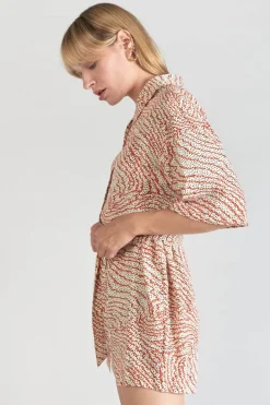 Le Temps des Cerises Combi-Short Zely A Motif Orange Et Noir Orange Zebra Sale