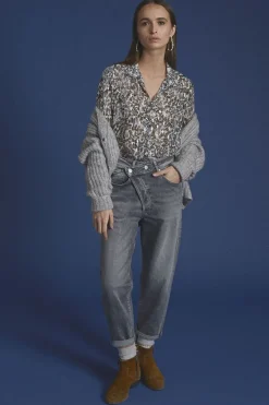 Le Temps des Cerises Cosy Boyfit 7/8Eme Jeans Gris N°3 Grey Discount