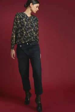Le Temps des Cerises Cosy Boyfit 7/8Eme Jeans Noir N°1 Black / Black Sale