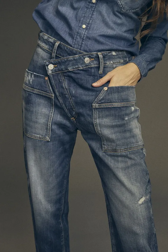 Le Temps des Cerises Cosy Pocket Boyfit 7/8Eme Jeans Destroy Bleu N°2 Blue Store