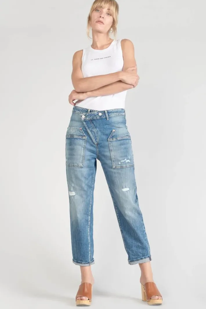 Le Temps des Cerises Cosy Pocket Boyfit 7/8Eme Jeans Destroy Bleu N°4 Blue Shop