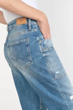 Le Temps des Cerises Cosy Pocket Boyfit 7/8Eme Jeans Destroy Bleu N°4 Blue Shop