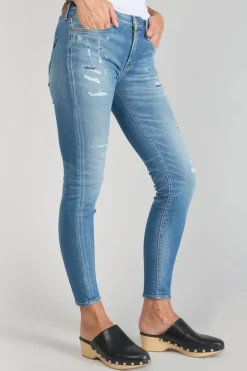Le Temps des Cerises Dames Power Skinny 7/8Eme Jeans Destroy Bleu N°4 Blue Fashion
