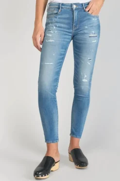 Le Temps des Cerises Dames Power Skinny 7/8Eme Jeans Destroy Bleu N°4 Blue Fashion