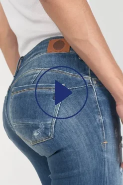 Le Temps des Cerises Etoc Pulp Slim 7/8Eme Jeans Destroy Bleu N°2 Blue Flash Sale