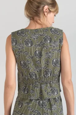 Le Temps des Cerises Gilet Gish Kaki A Motif Fleuri Lizard Online